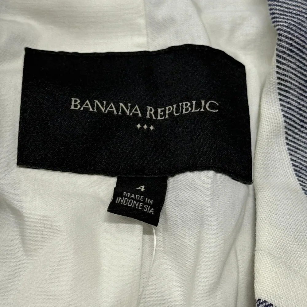 Banana‎ Republic Blazer Womens Sz 4 Gray Stripe NWT Linen Blend Career Work